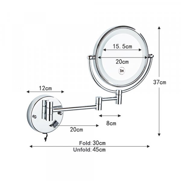 Sminkespeil med LED - Messing Sminkespeil med LED - Messing