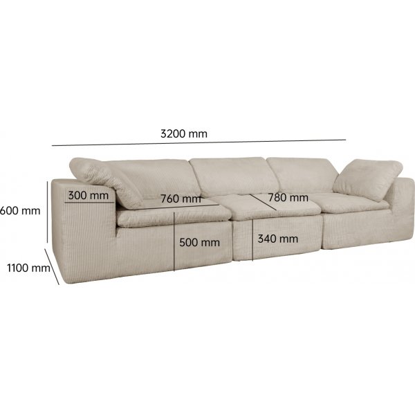 Kordfl�yelssofa 320 cm Beige