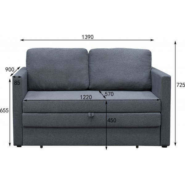 2-seters sovesofa Mind - 139 cm - antrasitt 2-seters sovesofa Mind - 139 cm - antrasitt