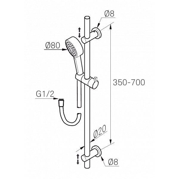 Mora Rexx S5 - Dusjsett med variabel veggfeste - Krom