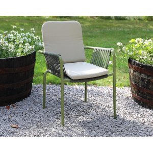 Lincoln stabelbar utestol - Grønn med beige pute Lincoln stabelbar utestol - Grønn med beige pute
