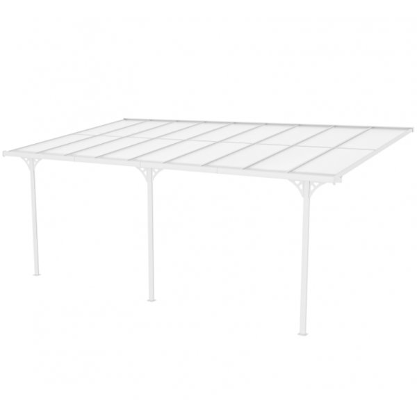 Balkongtak 5,6x2,5 m | Aluminiumsramme med UV-beskyttet kanalplast | Hvit