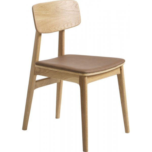 Spisestol Oljet eik med brunt PU-sete - Kleppen Spisestol Oljet eik med brunt PU-sete - Kleppen