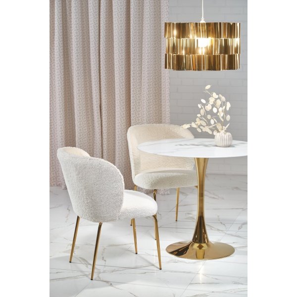 Spisebord rundt �90 cm - Marmorert glass/gull