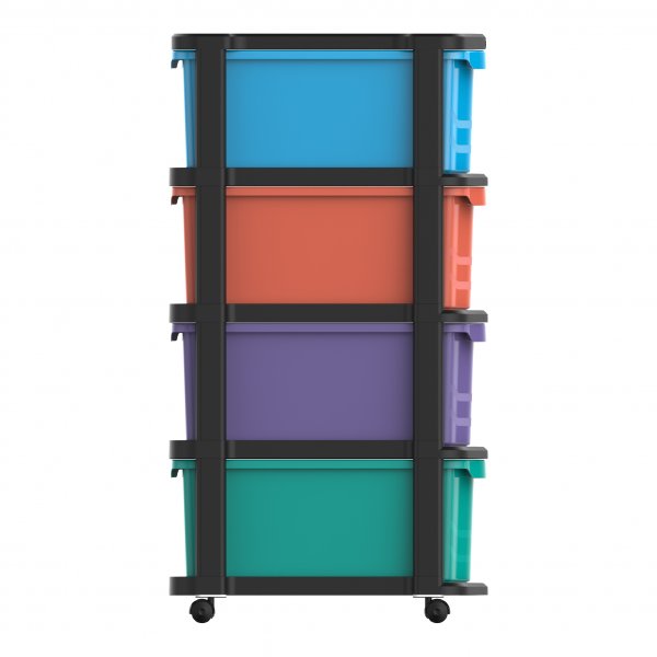 Oppbevaringskommode med hjul, 4 skuffer