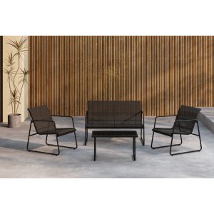 Zanzibar loungegruppe sofa lenestoler og salongbord - Svart utendørsgruppe Zanzibar loungegruppe sofa lenestoler og salongbord - Svart utendørsgruppe