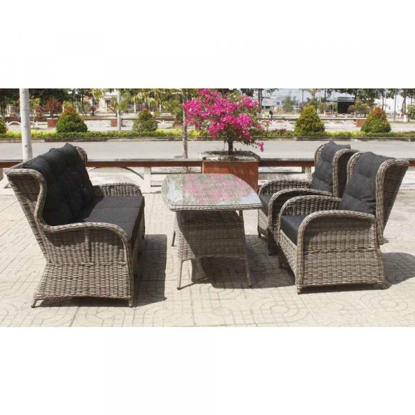 Orleans utembelgruppe hy rygg med recliner (3+1+1) - Gr kunstrotting - Lenestoler