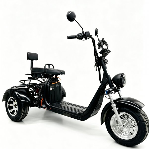 Elscooter Trehjulssykkel - Svart 2000W + L�s kjede