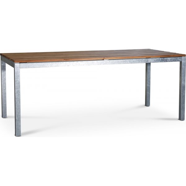 Alva spisebord 190x90 cm - Teak / Galvanisert stl