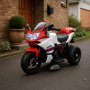Elektrisk motorsykkel for barn hvit/r�d 6V - Sporty elbil med LED og musikk
