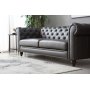 Sofa Chesterfield 3-seter 219 cm - m�rkebrun PU