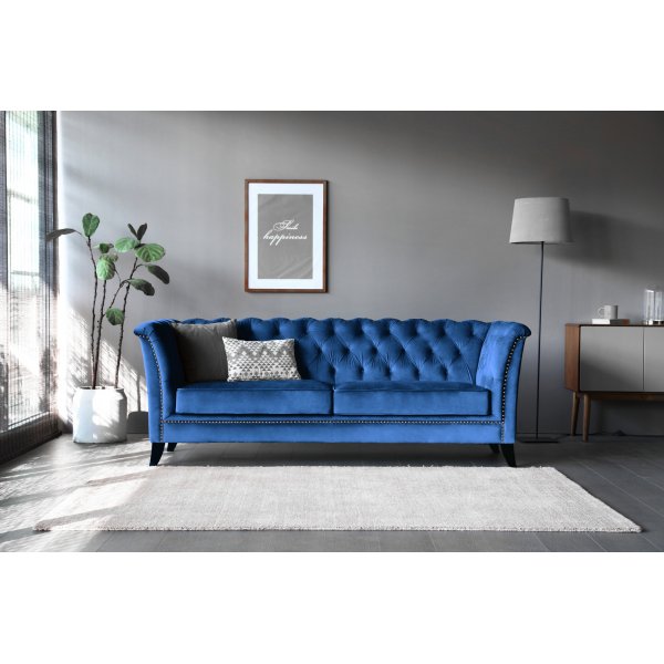 Sofa 3-seter Chesterfield Bl� - Milton