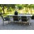 Oxford utendørs spisegruppe; grått/hvitt bord 220 cm inkl. 6 stk. Lincoln stabelbare karmstoler grønn/beige