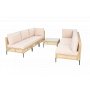 Stor utend�rs hj�rnesofa med bord | Loungesett i kunstrotting | Kremfarget