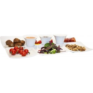 Tapasfat til daglig bruk med tre skåler - Hvit Tapasfat til daglig bruk med tre skåler - Hvit