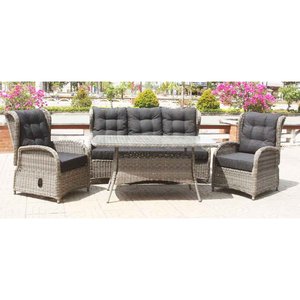 Orleans utemøbelgruppe høy rygg med recliner (3+1+1) - Grå kunstrotting - Lenestoler Orleans utemøbelgruppe høy rygg med recliner (3+1+1) - Grå kunstrotting - Lenestoler