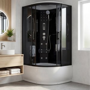 Dusjkabinett 90x120x215 cm | Svart/Hvit | Zeus 1200