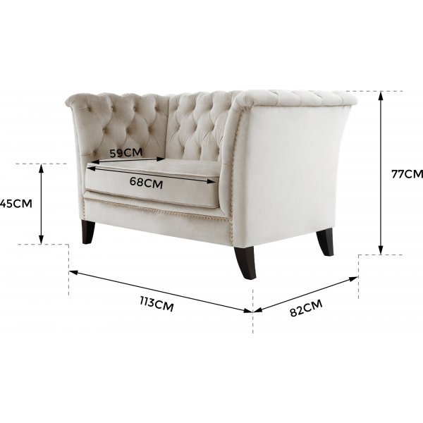 Lenestol i chesterfield beige fløyel - Milton Lenestol i chesterfield beige fløyel - Milton