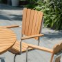 Mllan utegruppe i teak: 6 lenestoler med spisebord 130 cm