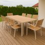 Utendrs spisegruppe - Las Vegas | Beige og aluminium | 8 lenestoler