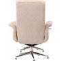Lenestol med fotskammel Hag�n - beige teddy hvitvasket