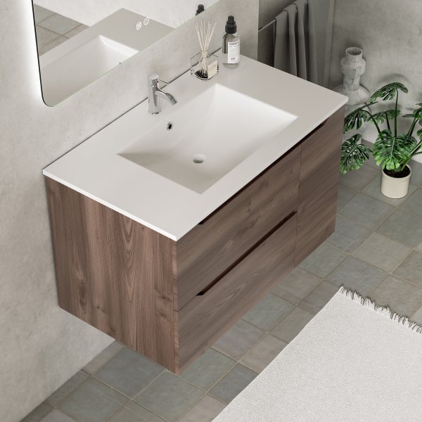 Baderomspakke - Portofino | Myktlukkende skuffer og LED-speil | 80 cm