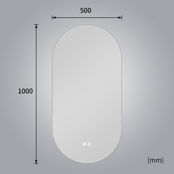 Ovalt speil Foligno med LED-belysning Ovalt speil Foligno med LED-belysning